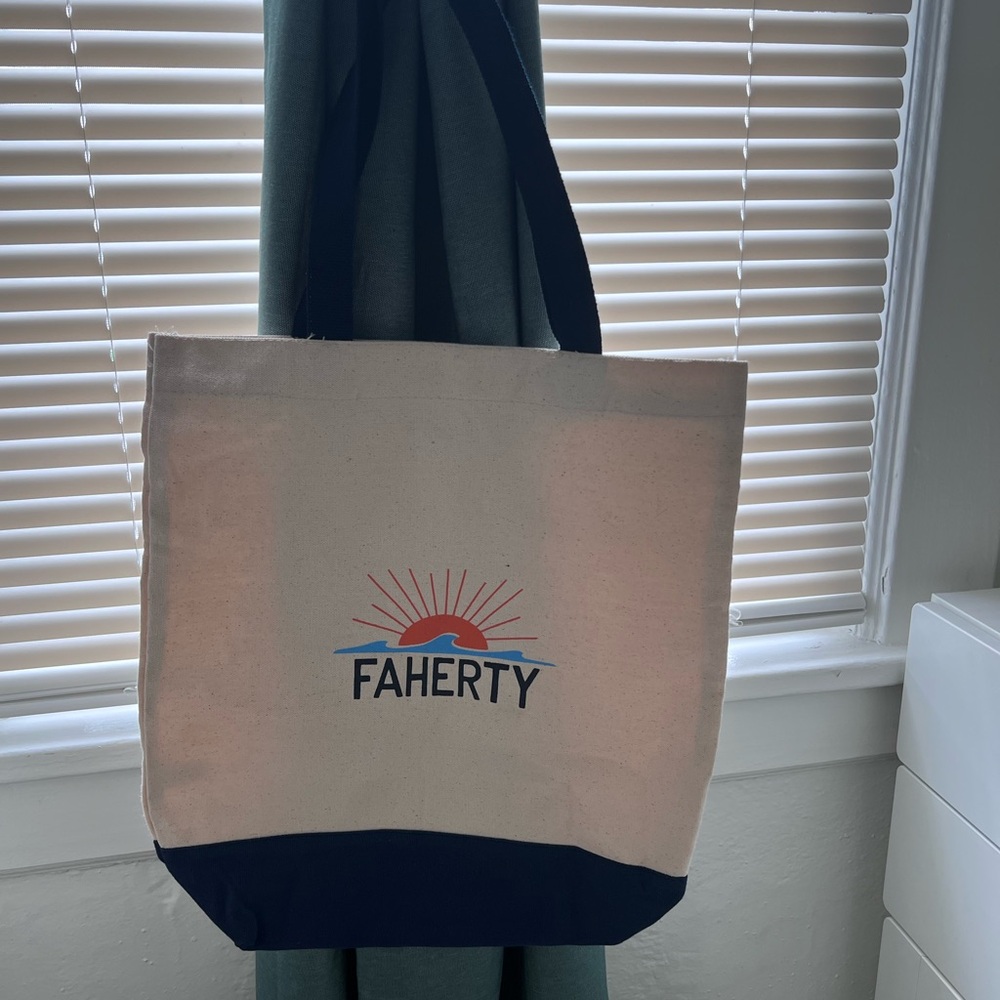 Faherty Canvas Tote with Navy Details